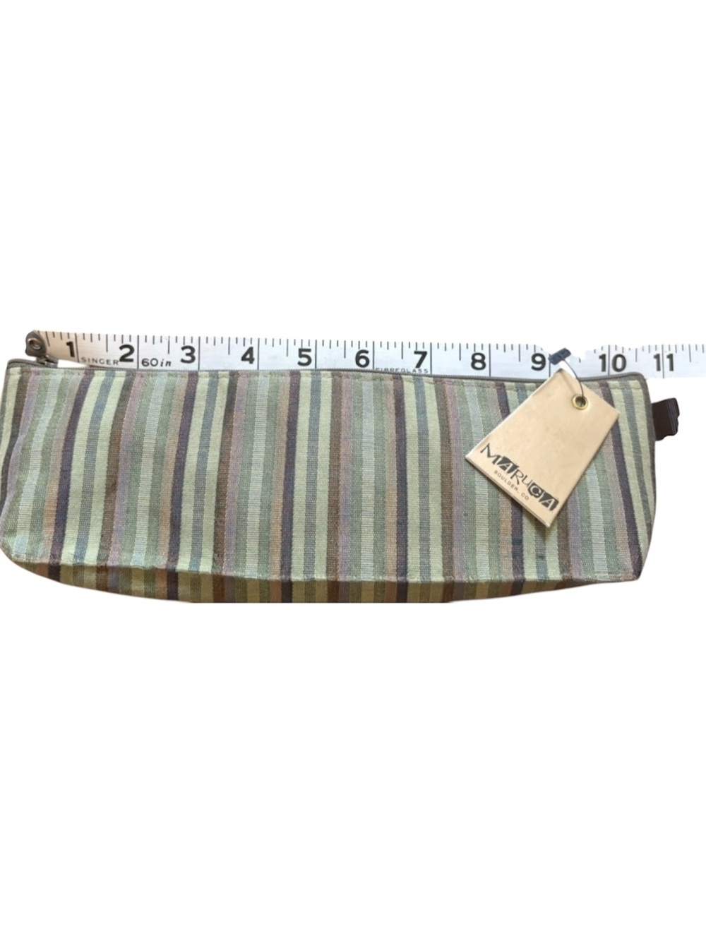 Maruca Design Green Striped Zipper Bag from Boulder, Colorado